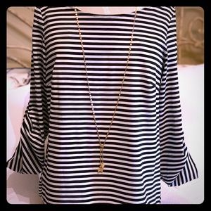 Calvin Klein Black and White Striped Blouse